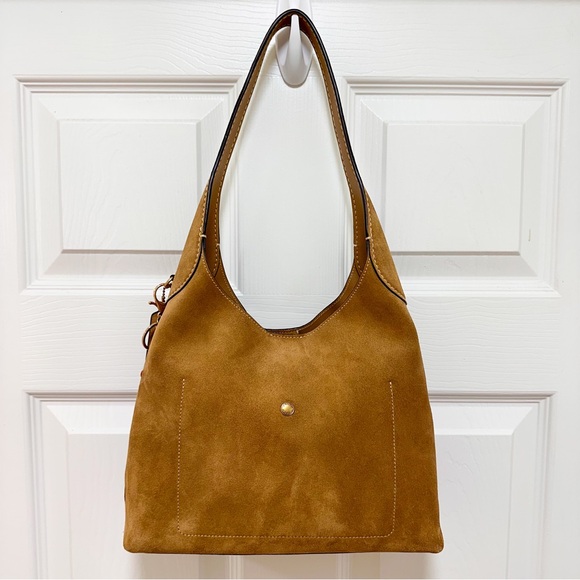 Coach Brooklyn 28 Shoulder Bag Suede Cedar Brown Leather NWOT - Picture 5 of 10